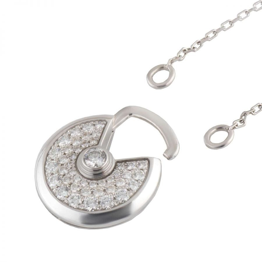 [BLUE TEARS]AMULETTE SILVER FULL DIAMOND NECKLACE