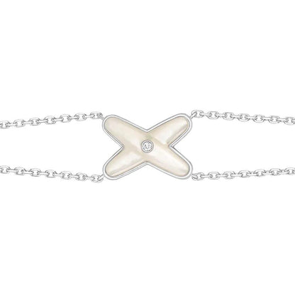 [BLUE TEARS]JEUX BRACELET WHITE MOP SILVER 1 DIAMOND