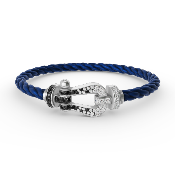 [BLUE TEARS]FORCE LARGE HORSESHOE BLACK WHITE DIAMOND BRACELET SILVER