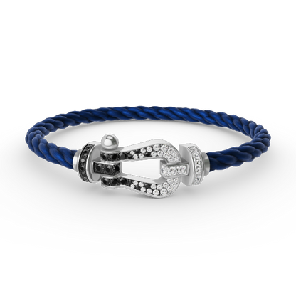 [BLUE TEARS]FORCE LARGE HORSESHOE BLACK WHITE DIAMOND BRACELET SILVER