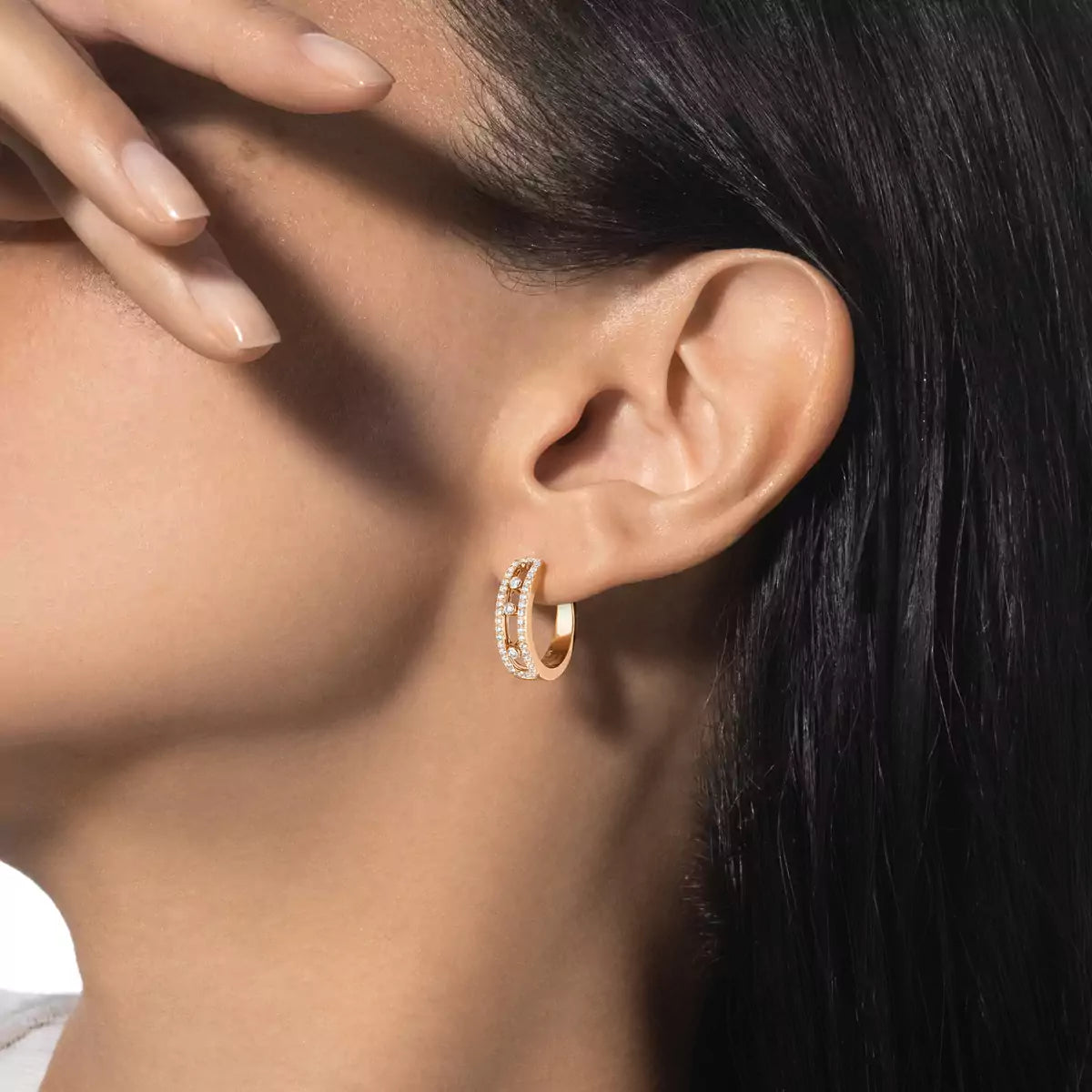 [Blue Tears Jewelry]Diamond Pave_ Hoop Earrings Move