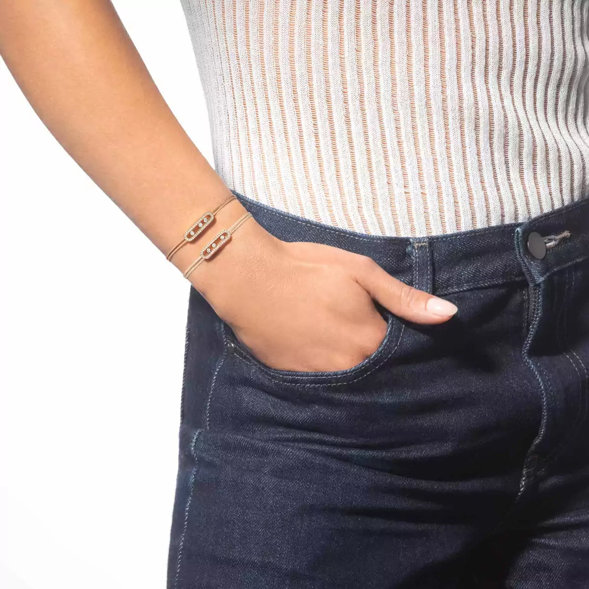 [Blue Tears Jewelry]Messika Care(s) pink cord pav¨¦ bracelet
