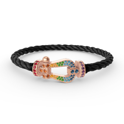[BLUE TEARS]FORCE LARGE HORSESHOE  COLORED DIAMOND BRACELET ROSE GOLD