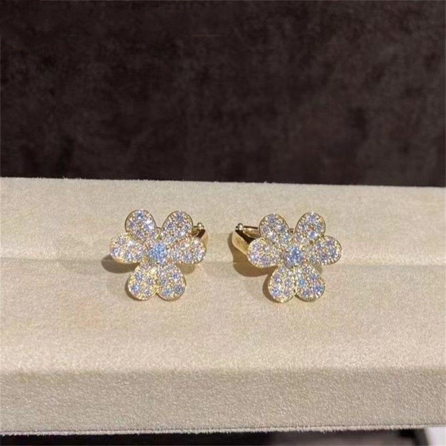 [BLUE TEARS]FRIVOLE GOLD FLOWER DIAMOND EARRINGS