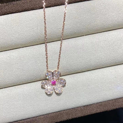 [BLUE TEARS]FRIVOLE ROSE GOLD FLOWER DIAMOND NECKLACE