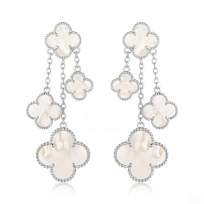 [BLUE TEARS]CLOVER EARRINGS WHITE MOP 4 MOTIFS SILVER