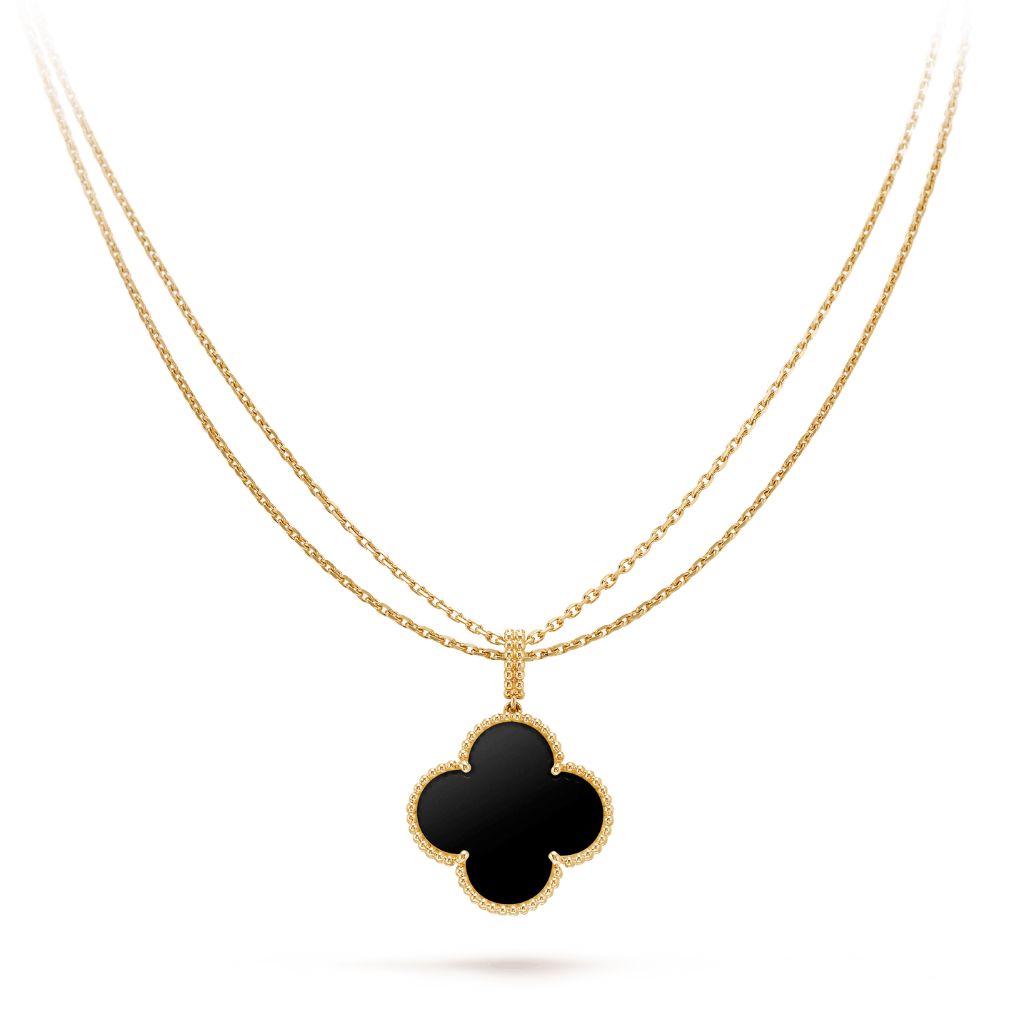 [BLUE TEARS]CLOVER 25MM GOLD ONYX BIG CLOVER NECKLACE
