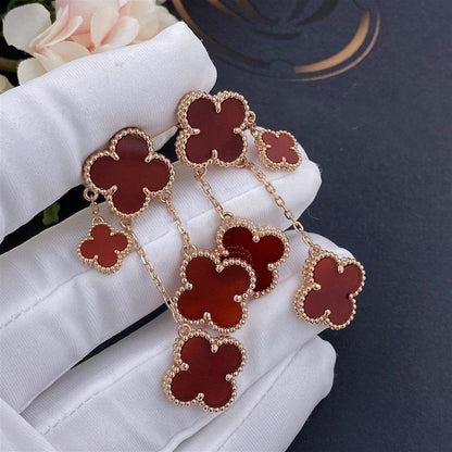 [BLUE TEARS]CLOVER EARRINGS CARNELIAN 4 MOTIFS PINK GOLD