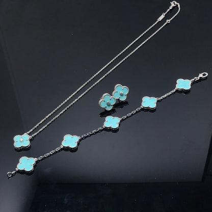 [BLUE TEARS]CLOVER 1 DIAMOND BLUE SKY SILVER EARRINGS