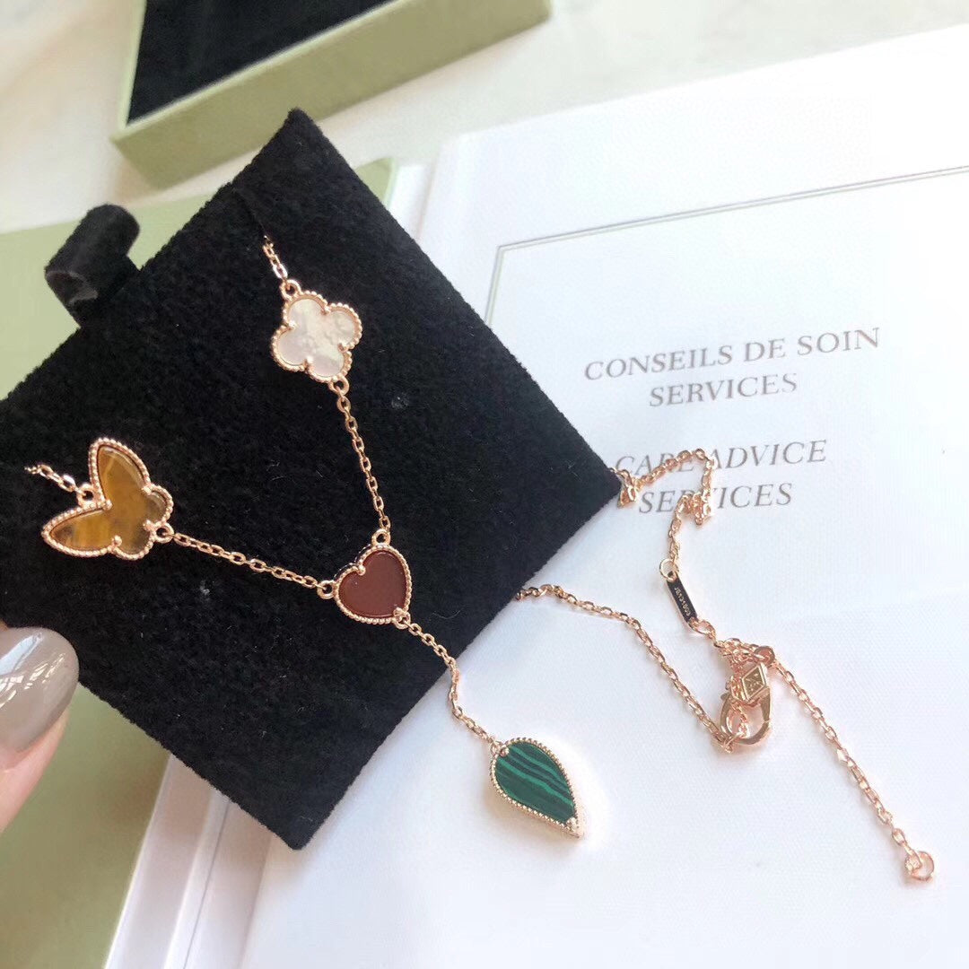 [BLUE TEARS]LUCKY SPRING 4 MOTIFS ROSE GOLD NECKLACE