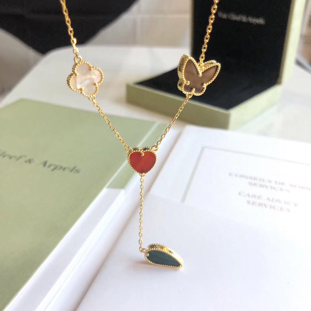 [BLUE TEARS]LUCKY SPRING 4 MOTIFS ROSE GOLD NECKLACE